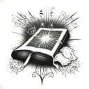 open bible with rays of light tattoo design idea