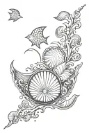 ocean and shell kinda epic feeling tattoo design idea