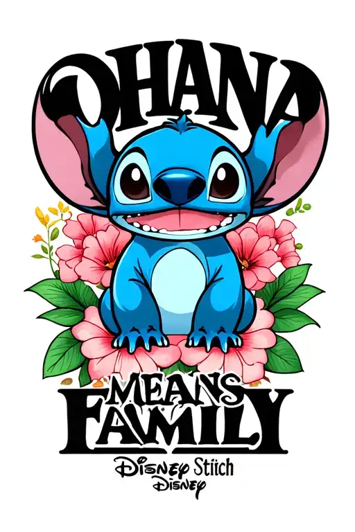 "OHANA MEANS FAMILY " Disneys Stich animation "Lilu and Stich" tattoo design idea