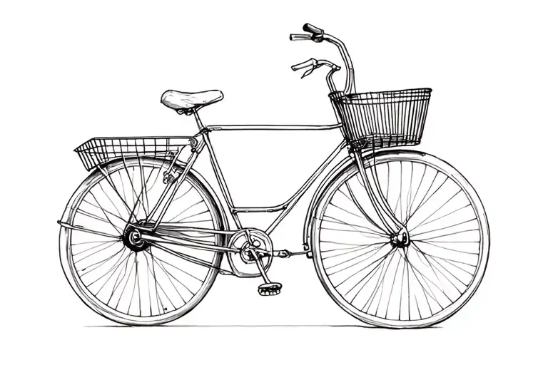 bicycle built for 2 with basket on front tattoo design idea