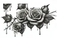 black Roses raindrops falling apart tattoo design idea