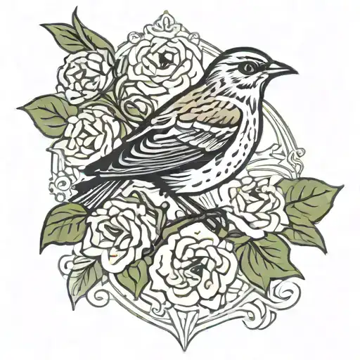 irish lark bird tattoo design idea