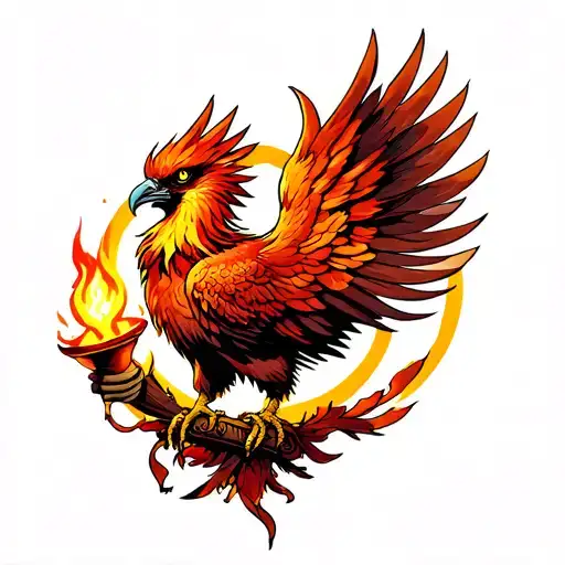 phoenix holding torch neo traditional tattoo tattoo design idea