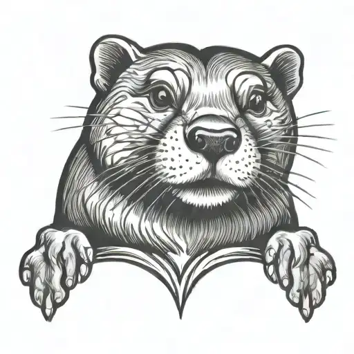 old school style otter tattoo design idea