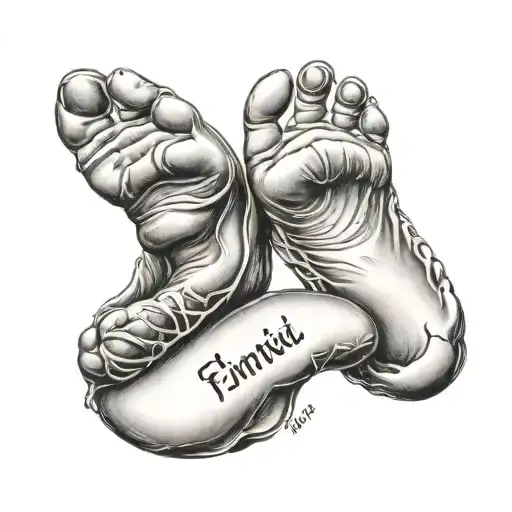 names and birthdays for baby footprint tattoo design idea