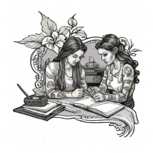 isabella and amelia writing tattoo design idea