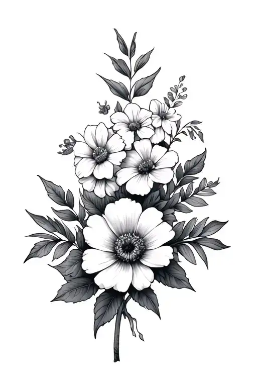 July and September birth flower tattoo design idea
