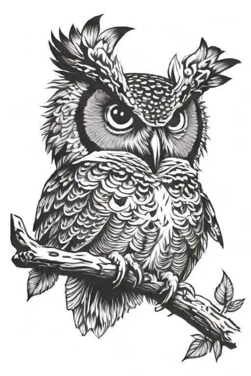 great horned owl tattoo design idea