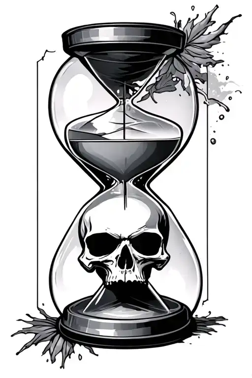 hour glass with call of duty ghost skull on the bottom half tattoo design idea