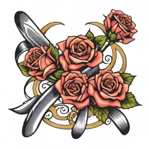 cancer ribbon and roses tattoo design idea