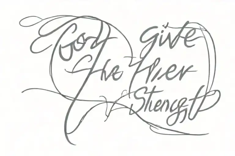 the inscription "God, give her strength to overcome everything" tattoo design idea