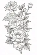 carnation, water lily, hawthorn, aster  tattoo design idea