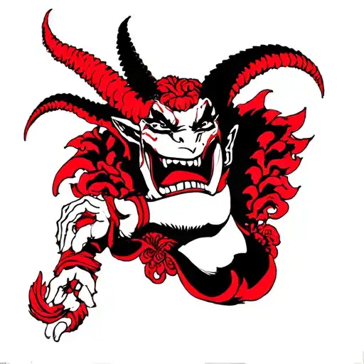 ROCKABILLY SATAN ON THE BEACH tattoo design idea