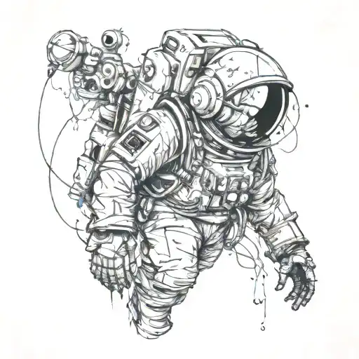 dead astronauts helemt is crack tattoo design idea