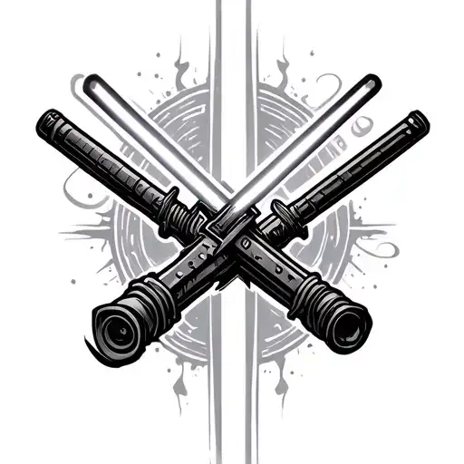 two lightsabers in a cross tattoo design idea