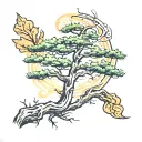 cypress tree branch tattoo design idea