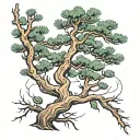 cypress tree branch tattoo design idea