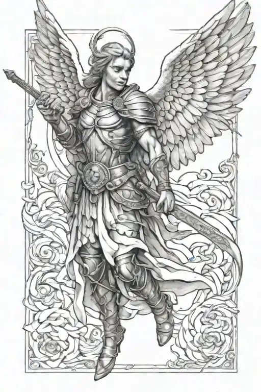 warrior angel tattoo design idea
