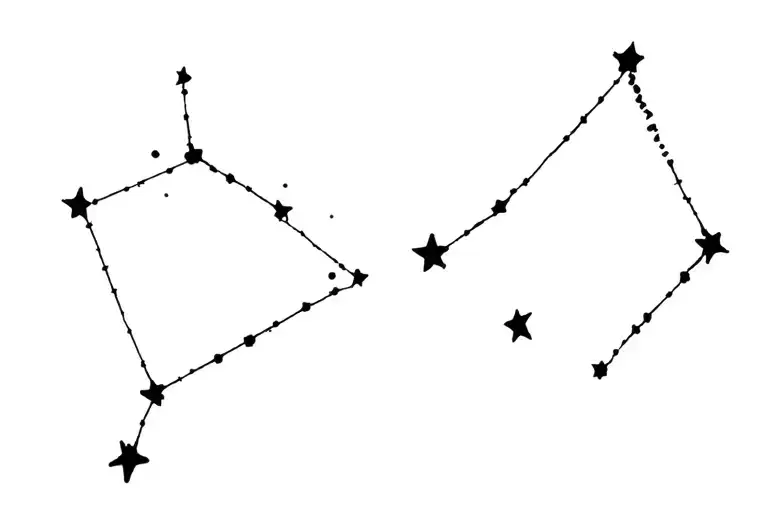 Constellations Leo and Libra, stars with a comet tattoo design idea