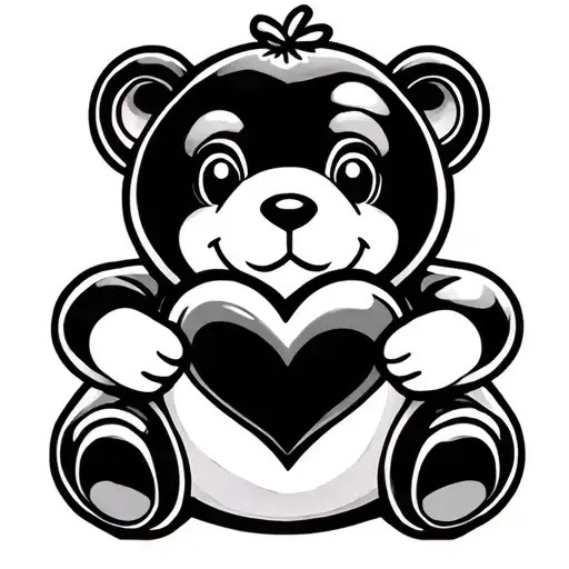 gummy bear holding heart tattoo design idea