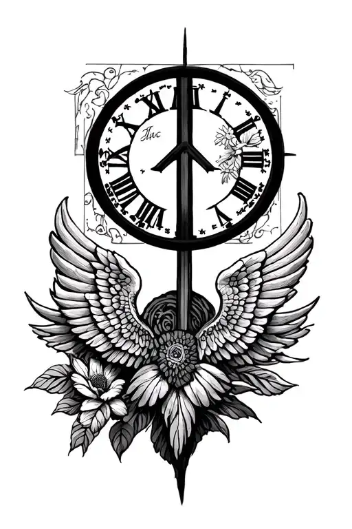 time peace memorial tattoo design idea