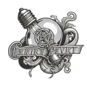 Light bulb with the word pervert as filament inside tattoo design idea