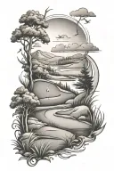 Golf landscape tattoo design featuring tattoo design idea