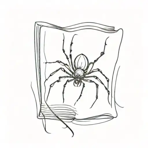 Cute spider with outstretched legs and a closed book tattoo design idea