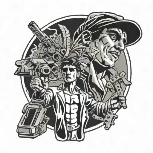 the world is yours statue scarface  tattoo design idea