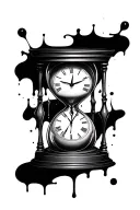 clock melting into an hourglass tattoo design idea