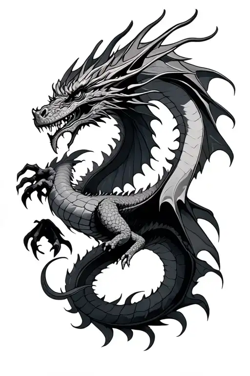 dragon flying tattoo design idea