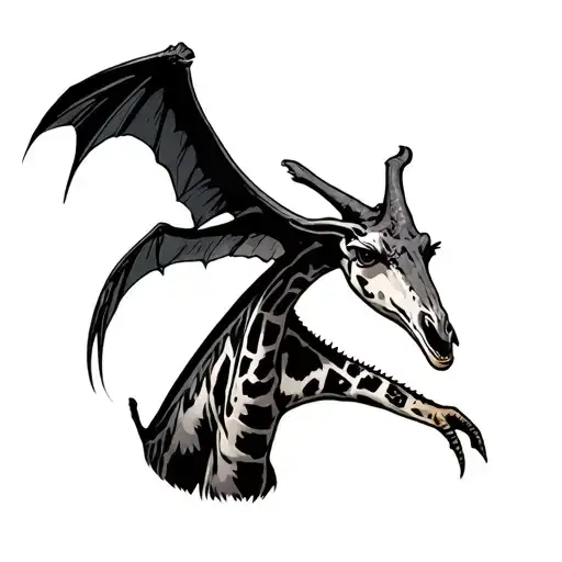 pterodactyl eating giraffe tattoo design idea