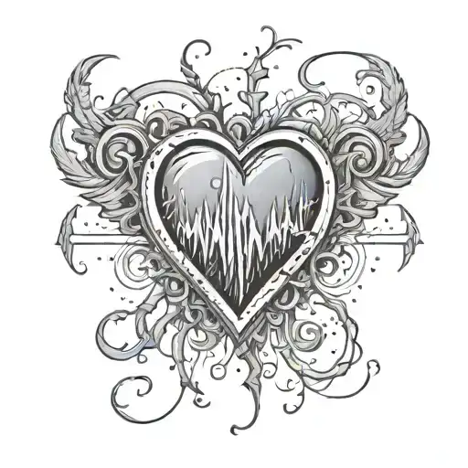 flatline heartbeat to normal heartbeat ecg coming back to life tattoo design idea