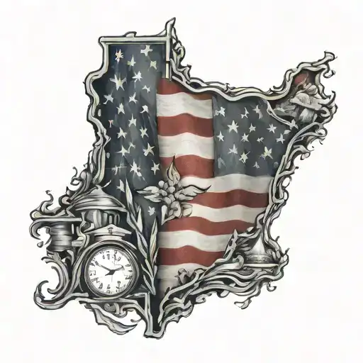 American flag state of Wisconsin tattoo design idea