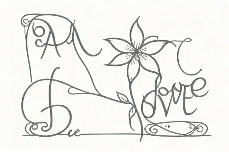 The sentence "all you need es love" with a flower growing tattoo design idea