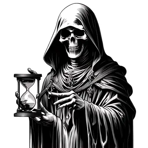 grim reaper holding hourglass tattoo design idea