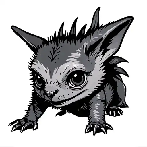 cute small chupacabra mexican art tattoo design idea