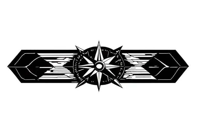 ruin compass viking cat tattoo design idea