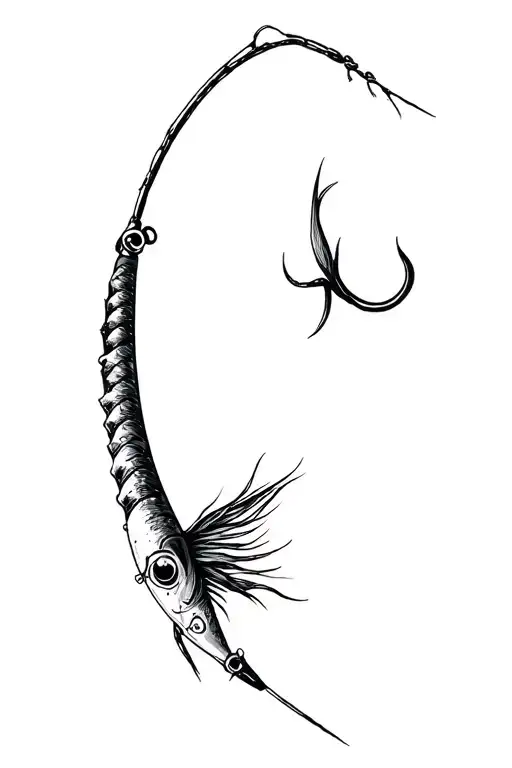 fishing lure surrounded tattoo design idea
