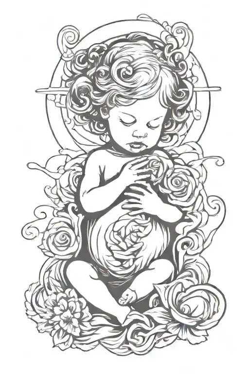 stillbirth baby girl tattoo design idea