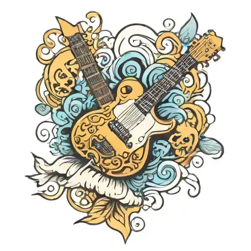 surf guitar tattoo design idea
