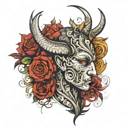 a very elaborate tattoo covering the entire upper body, with the exception of the head. The theme of the tattoo is myths tattoo design idea