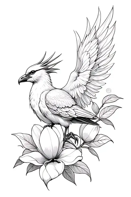 Fleur de Magnolia, Phoenix Bird tattoo design idea
