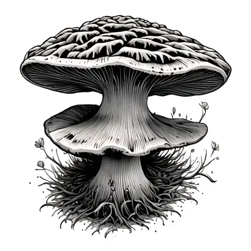 morel mushroom tattoo design idea