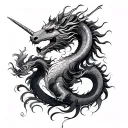 Chinese dragon and unicorn tattoo design idea
