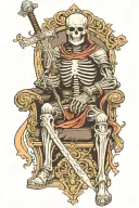 skeleton knight on a throne holding a sword tattoo design idea
