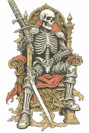 skeleton knight on a throne holding a sword tattoo design idea