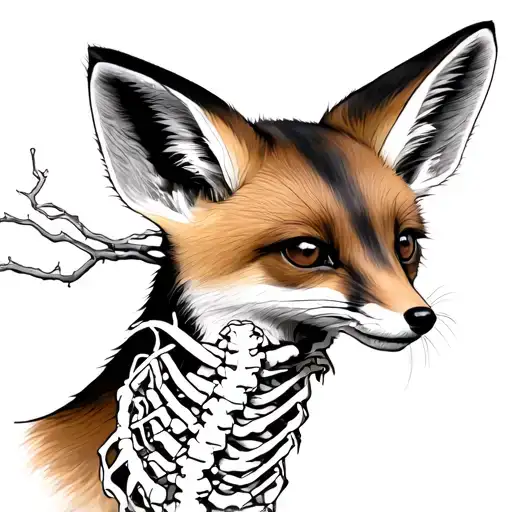 fennec fox head with spinal cord coming out of its neck tattoo design idea