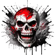 Evil looking skull with multiple cracks fading into dust tattoo design idea