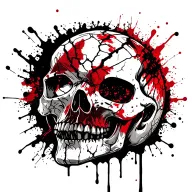 Evil looking skull with multiple cracks fading into dust tattoo design idea